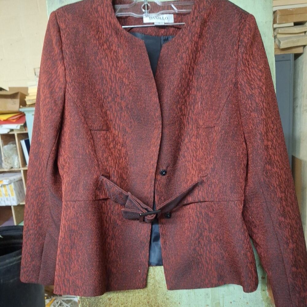 Danillo Jacket Size 8 With Snaps And Belt Closure. Burgundy Very Nice